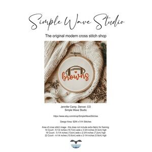 Cleaveland Browns Football Counted Cross Stitch Pattern Chart